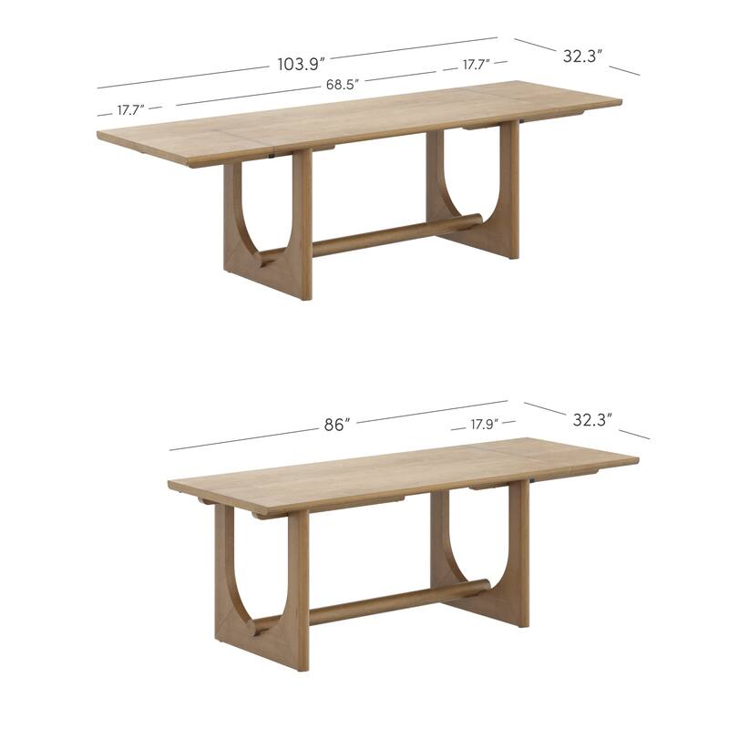 Solace Mid Century Modern Dining Table with Solid Wood U Shaped Legs