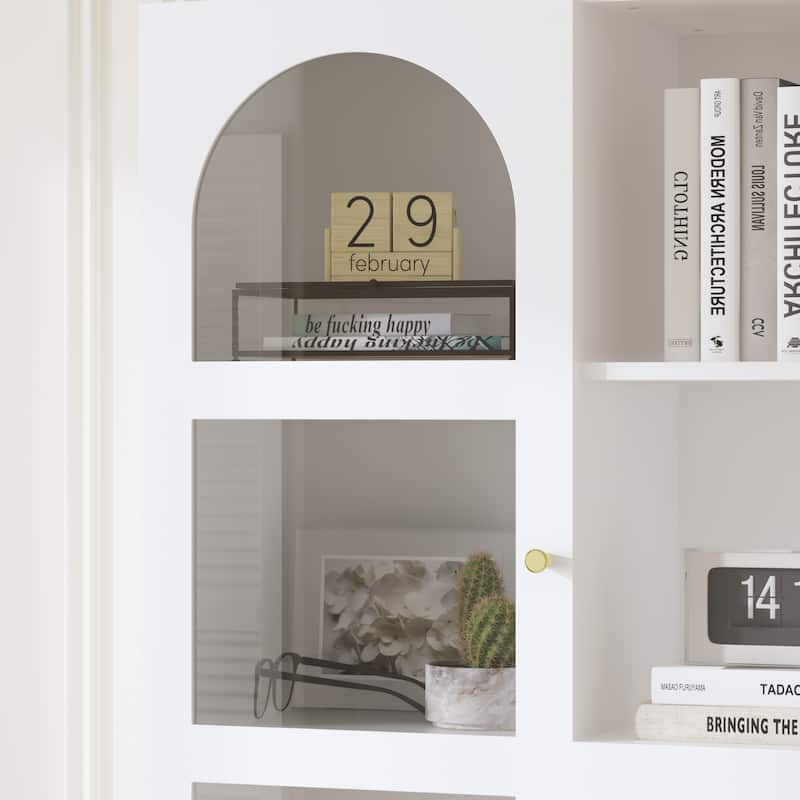 Multi-Tier Bookcase Built-In Desk - Space-Saving Design Home or Office