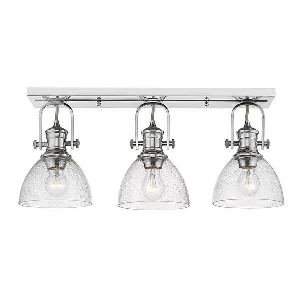 slide 2 of 9, Golden Lighting Hines 3 Light 25" Wide Accent Light Ceiling Fixture Chrome / Seeded