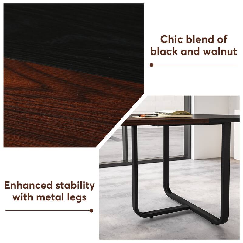 70.86" Modern Oval Dining Table with Splicing Board, Curved Kitchen Tables for 6-8