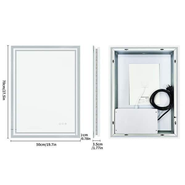 dimension image slide 2 of 3, Led Illuminated Backlit Bathroom Mirror with Touch Sensor Demister