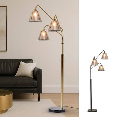 Midtown 3 Light Arch Floor Lamp with Mica Shade