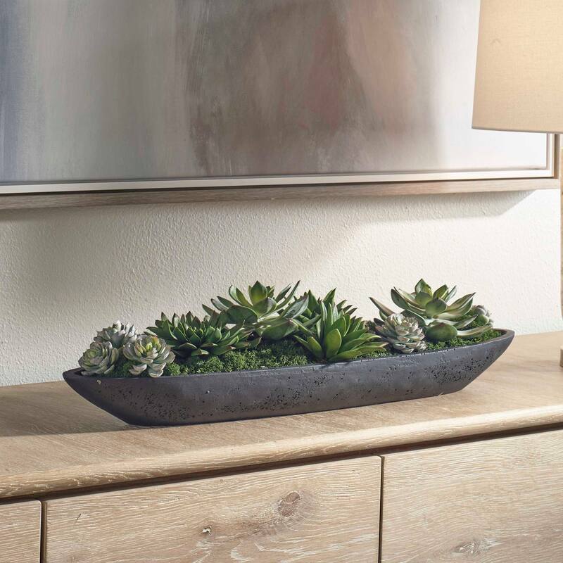 Uttermost Verde Succulent Centerpiece In Bowl - 29.00" W x 6.00" H x 8.00" D
