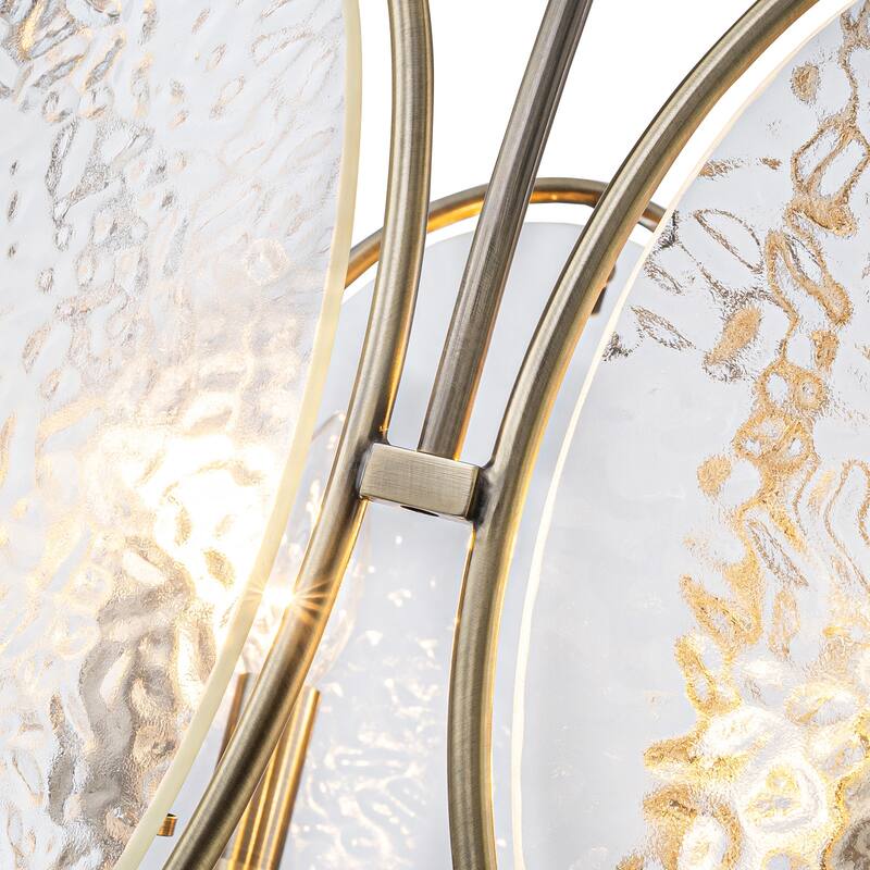 5-Light Mid-Century Modern Bronze Chandelier with Ripple Glass - Dia.17.72-in