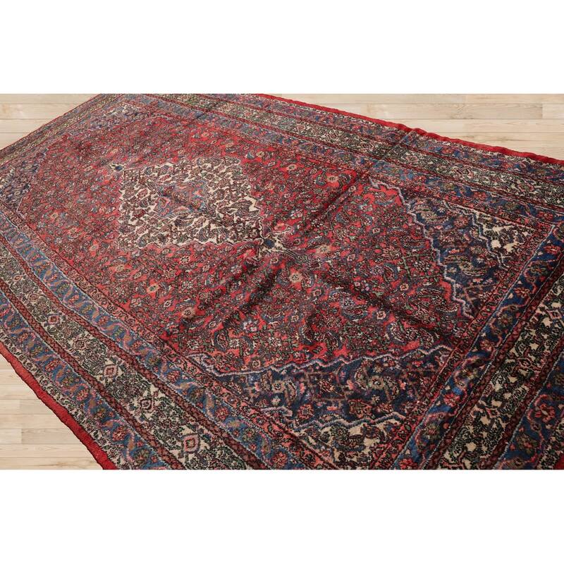 Hand Knotted Tabriz Coral Persian Wool Traditional Oriental Area Rug - 7' x 13'