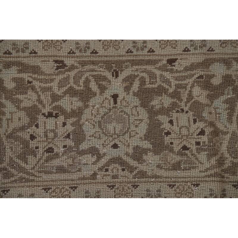 Hand Knotted Oriental 100% Wool Carpet Traditional Floral Beige & Ivories Kashan Area Rug - 12' 5'' X 9' 5''