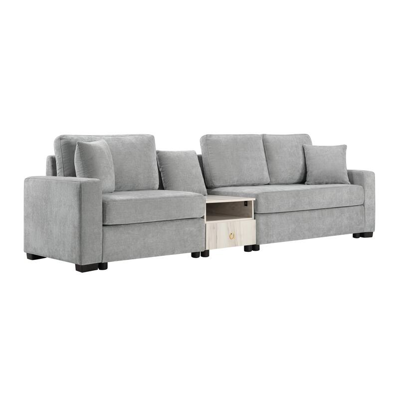 Roomfitters Modern Modular Sofa Couch with Storage Armrest and Center Console, 111 Inch