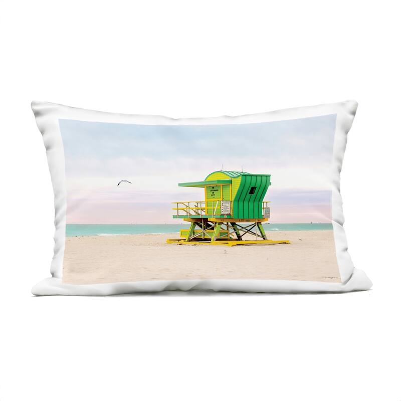Stupell Lime Green Lifeguard Hut Printed Outdoor Throw Pillow Design by Seven Trees Design - Accent - Polyester - Green - Single