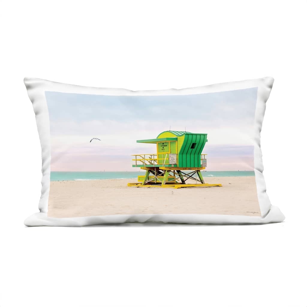 Stupell Lime Green Lifeguard Hut Printed Outdoor Throw Pillow Design by Seven Trees Design