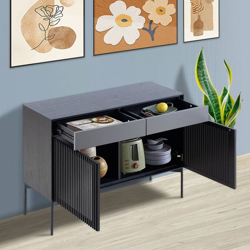 42.9" Mid-century Modern 2 Doors Storage Sideboard Cabinet Buffet with 2 Drawers