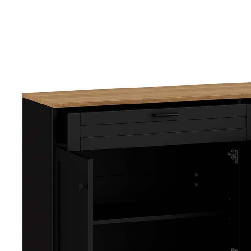 Farmhouse TV Stand 2 Drawers for TVs Up to 70",Mid-Century Buffet Cabinet with Adjustable Shelves