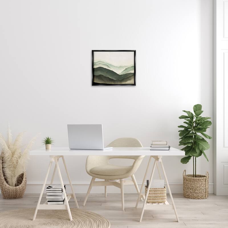 Stupell Misty Mountain Range Atmospheric Landscape Watercolor Painting Floater Frame - Green
