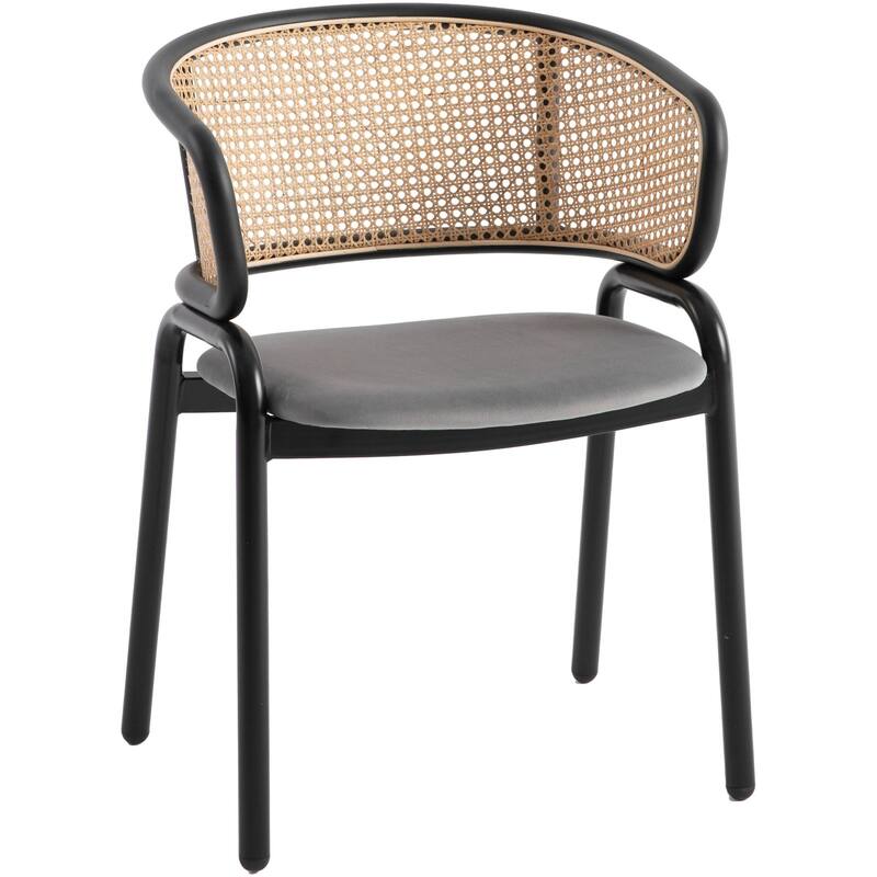 Ervilla Modern Wicker Back Dining Chair with Upholstered Velvet Seat Armchair for Dining Room and Kitchen, Set of 4 - 29.9"