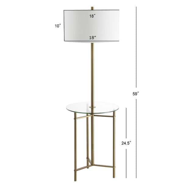 JONATHAN Y Trisha 59" Metal/Glass LED Side Table and Floor Lamp, Brass - Brass Gold - 59" H x 18" W x 18" D