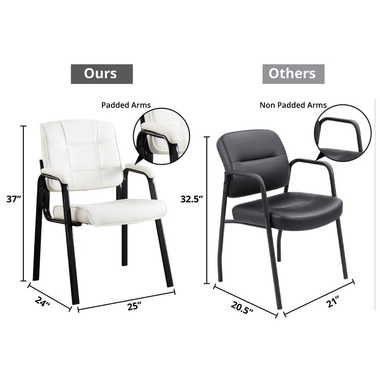 Office Leather Executive Guest Chair Reception Conference Waiting Room Chairs with Padded Arms Set of 2 Bed Bath Beyond 36030655