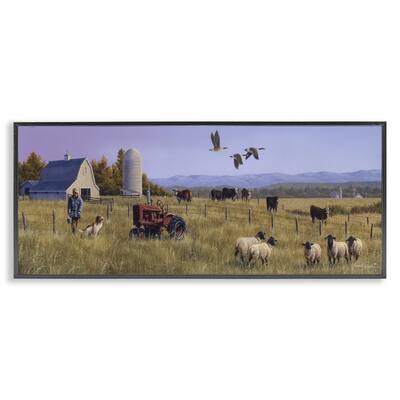 Stupell Geese Over Lush Farm Scene Framed Giclee Art Design By Frank Parker (Young)