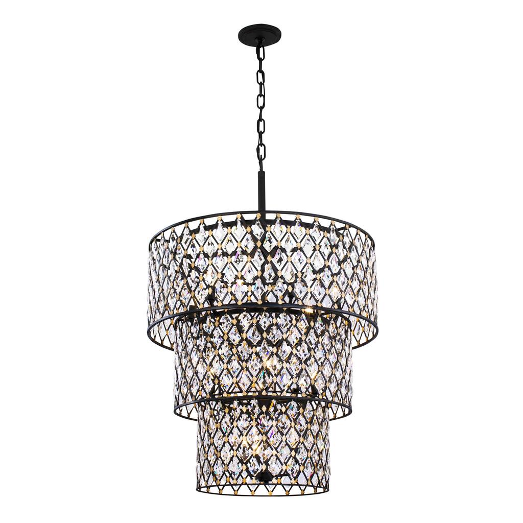 Varaluz Windsor 13-Light 3-Tier Crystal Chandelier - Carbon/Havana Gold