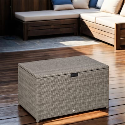 113 Gallon Rattan Waterproof Outdoor Storage Box,Garden Tools