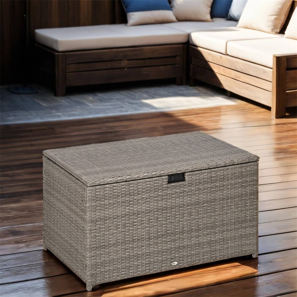 113 Gallon Rattan Waterproof Outdoor Storage Box,Garden Tools