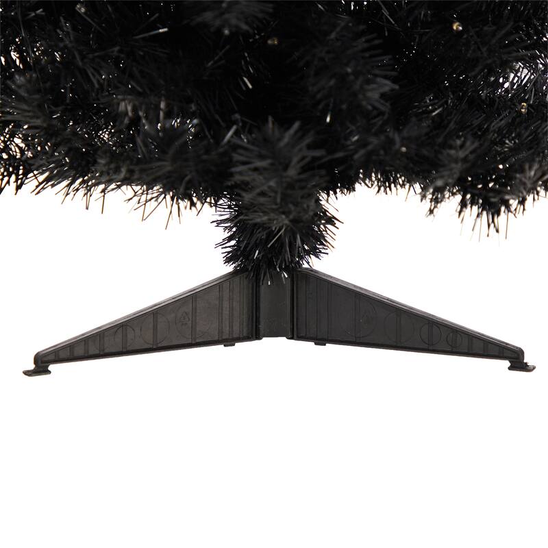Pre-Lit Black Medium Artificial Christmas Tree - 3’ - Clear LED Lights - 3 Foot