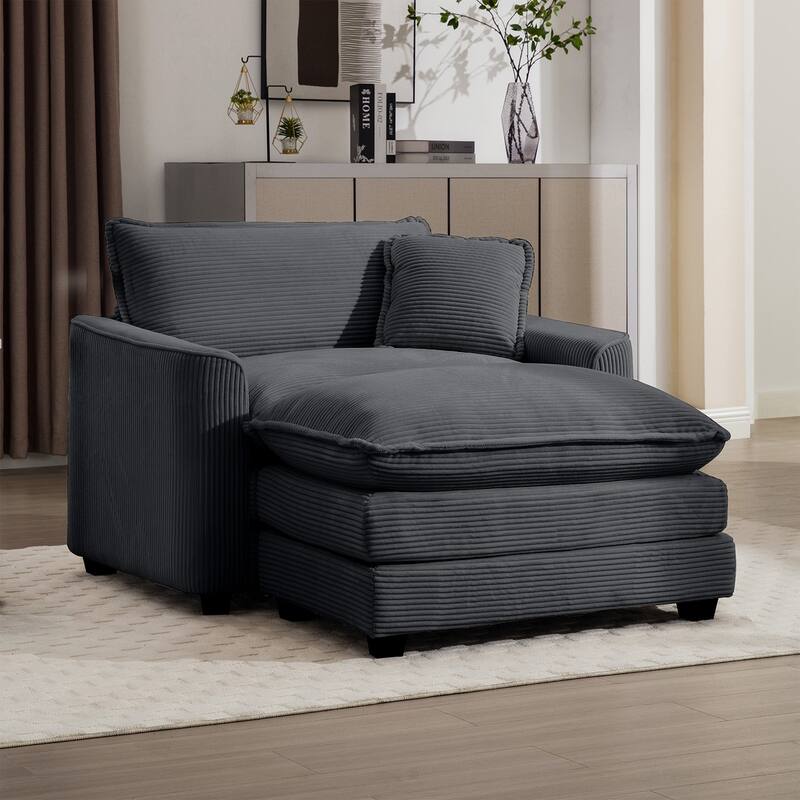Single Chair Deep Seat Sofa With Footstool for Living Room and Bedroom