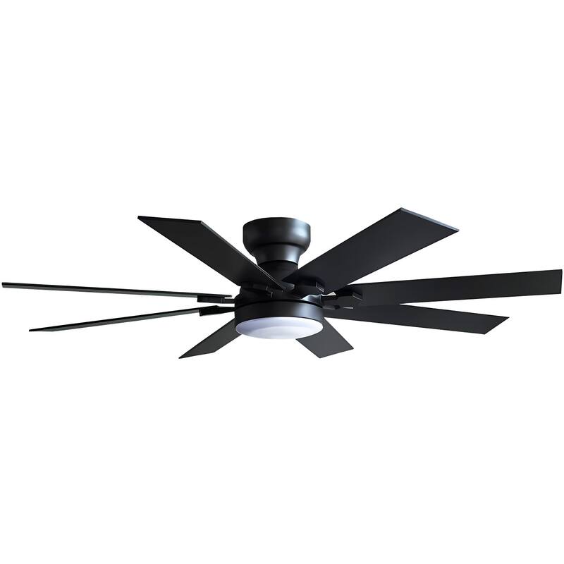 52 Inch Flush Mount Ceiling Fan with Light,8 Blades,Reversible Airflow,DC Motor - 52 Inches