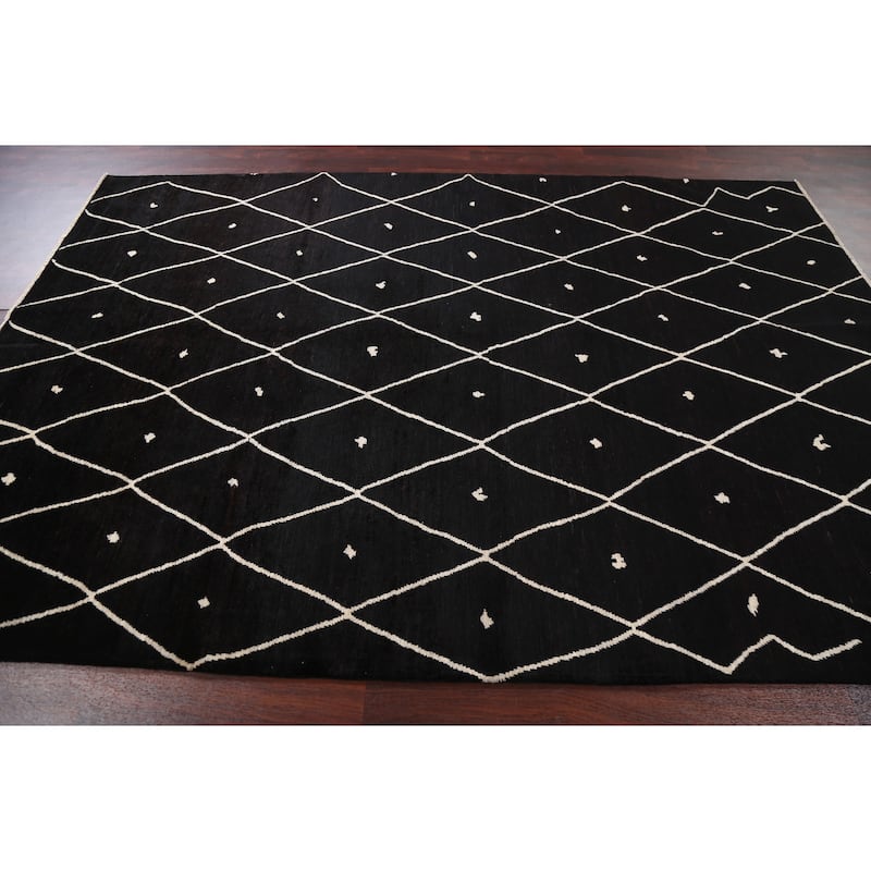 Vegetable Dye Trellis Moroccan Living Room Area Rug Wool Hand-knotted - 6'7" x 9'7"