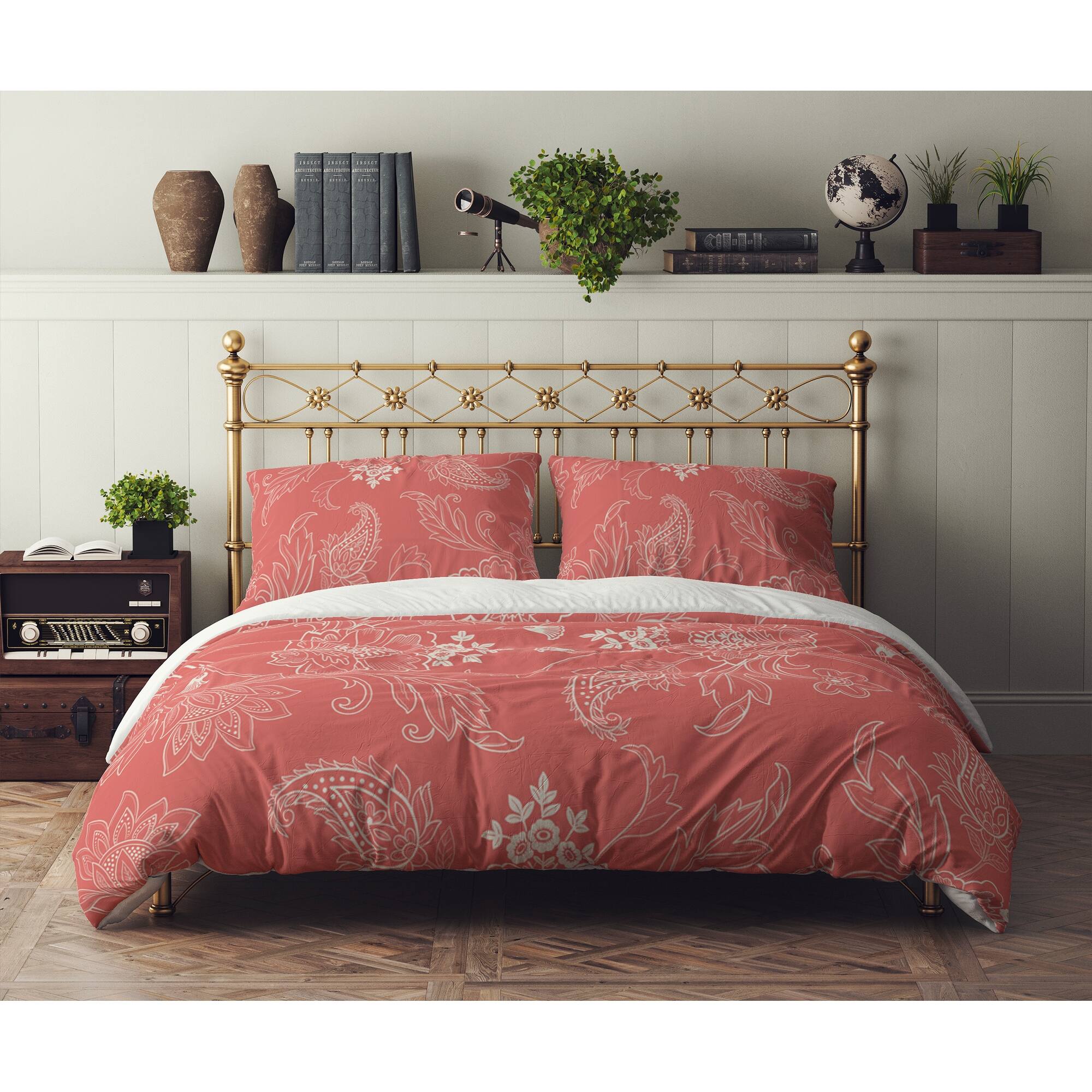 JACOBEAN FLORAL CORAL Comforter Set By Kavka Designs On Sale Bed