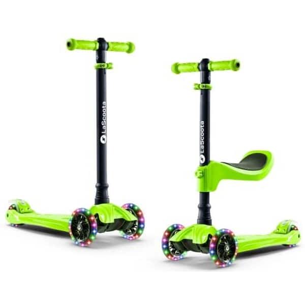 slide 2 of 8, Lascoota 2-in-1 Kids Kick Scooter, Adjustable Height Handlebars and Removable Seat