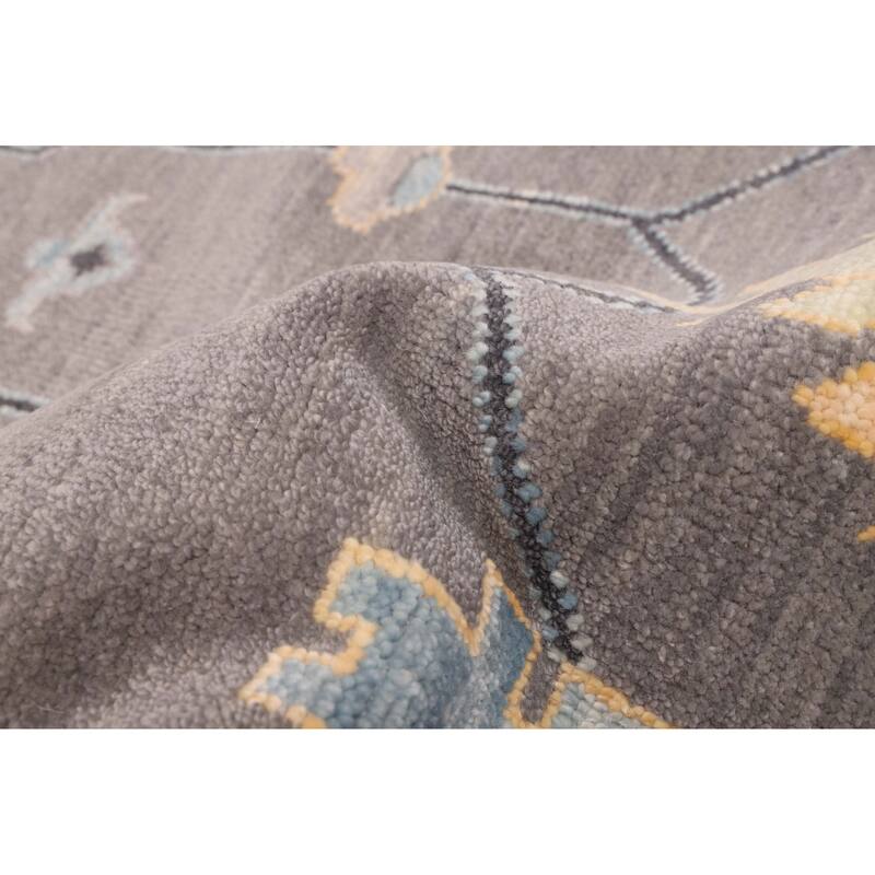 ECARPETGALLERY Hand-knotted Modern Oushak Dark Grey Wool Rug - 9'0 x 12'0