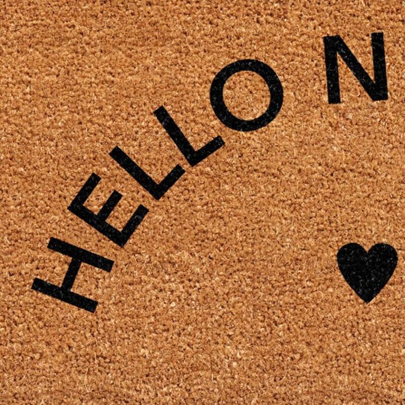 HomeRoots 17" X 29" Brown And Black Hello New Day Outdoor Coir Door Mat - 17.00' X '29.00