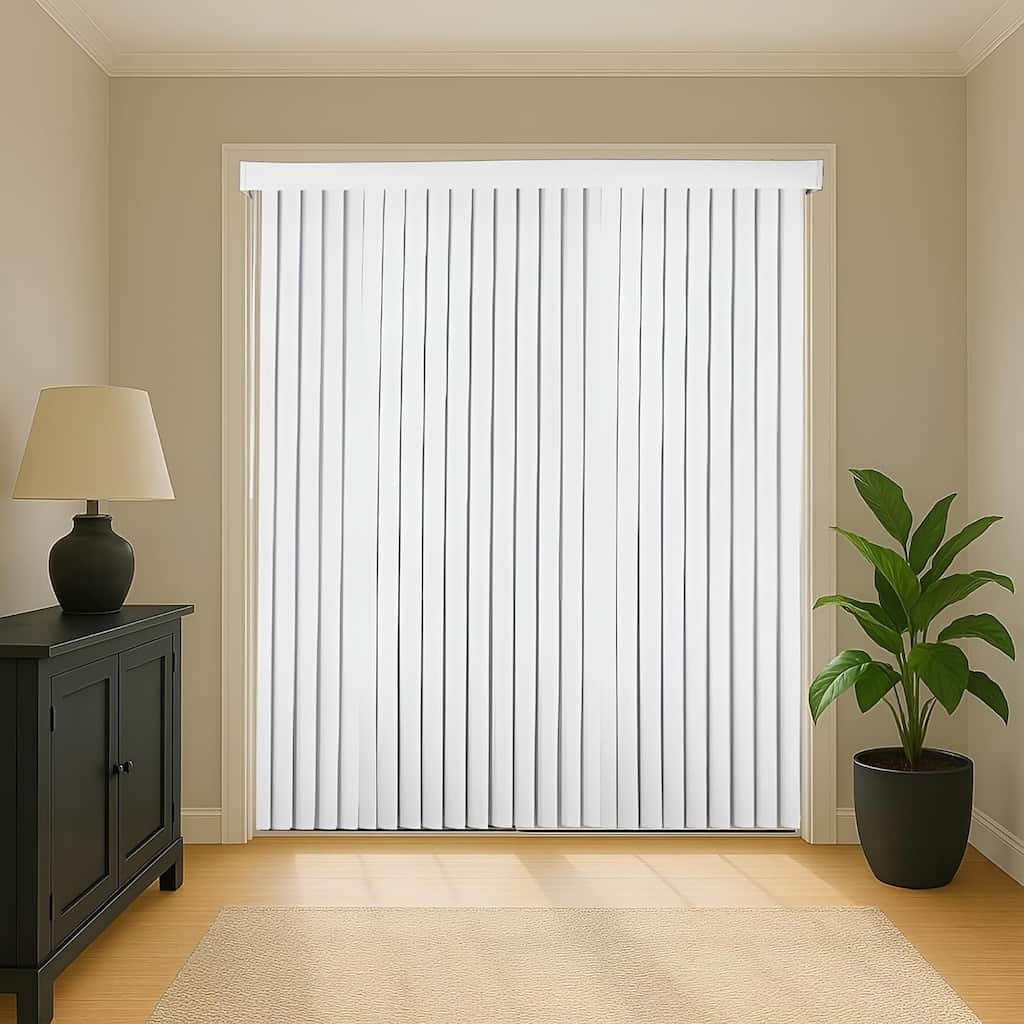 Calyx Interiors White Light-Filtering Viny Vertical Blinds - 78" Width x 84" Height