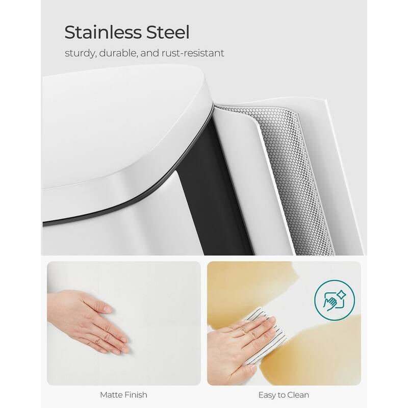 Stainless Steel Step Open Trash Can with Hinged Lid