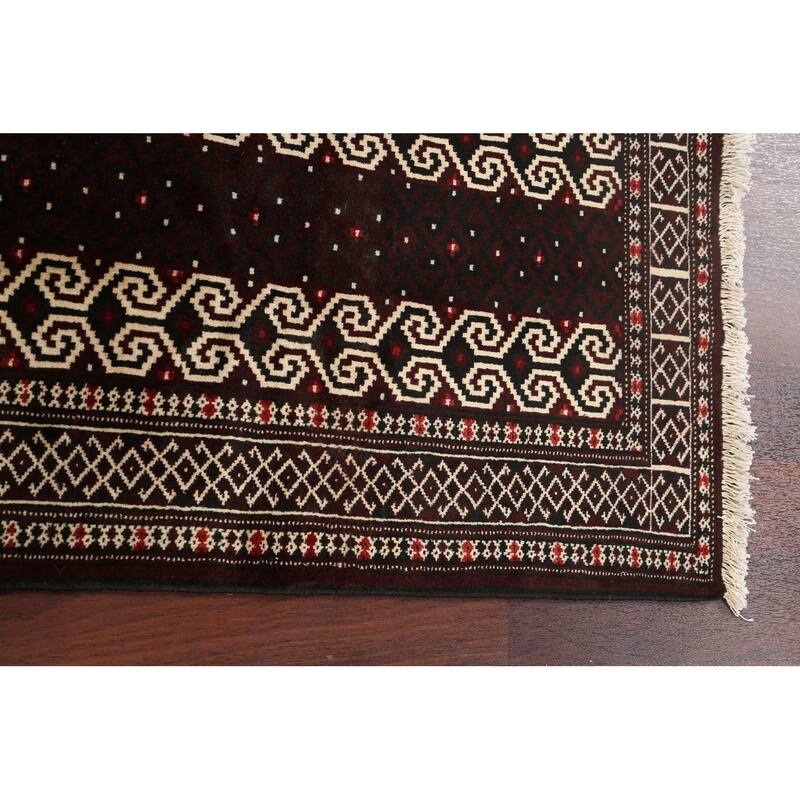 Geometric Traditional Balouch Persian Area Rug Wool Hand-knotted - 2'7" x 3'7"