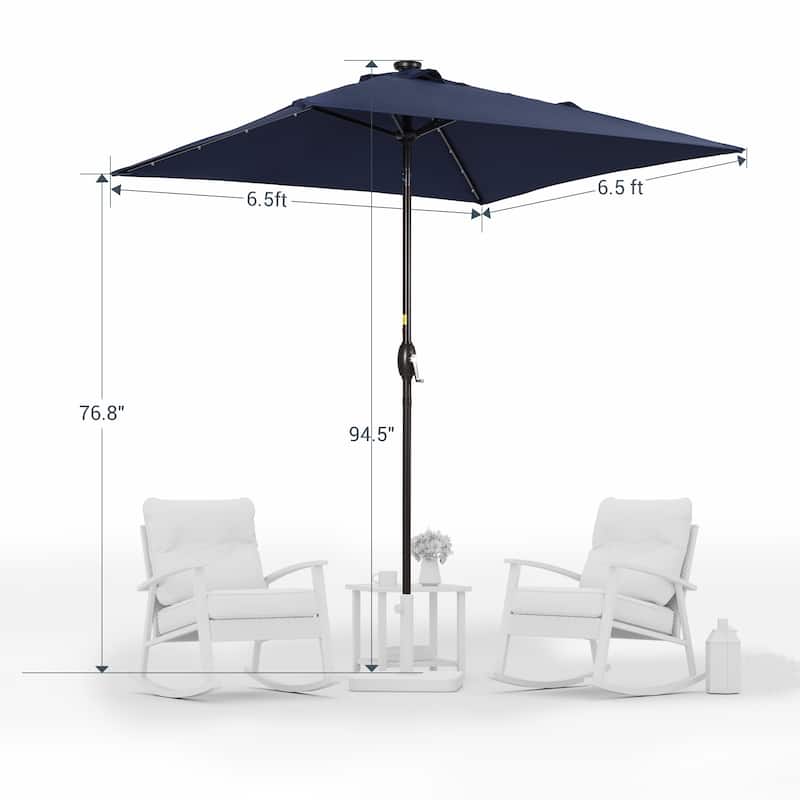 LIVOOSUN 6.5×6.5FT LED Square Patio Umbrella with UPF50+, Tilt Function, and Wind-Resistant Design——Experience Outdoor Comfort