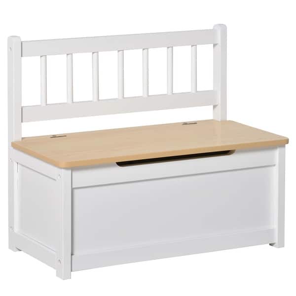 slide 2 of 8, 2-in-1 Kids Wooden Toy Storage Bench with Safety Pneumatic Rod