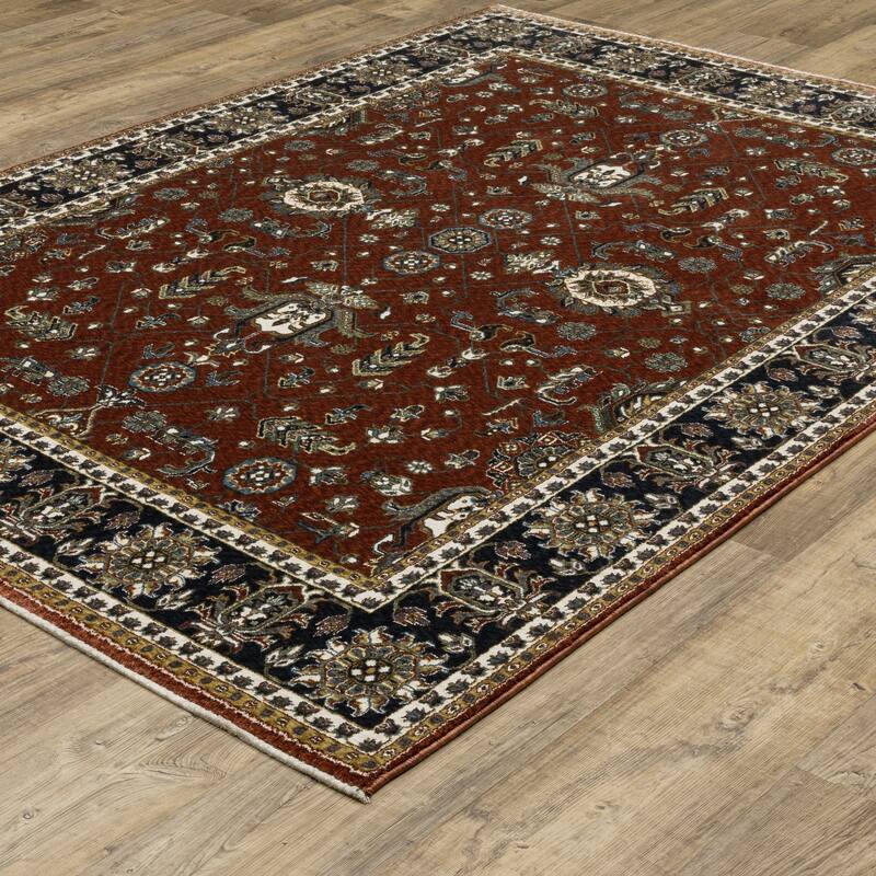 Style Haven Victoria Vintage Traditions Navy/ Rust Area Rug