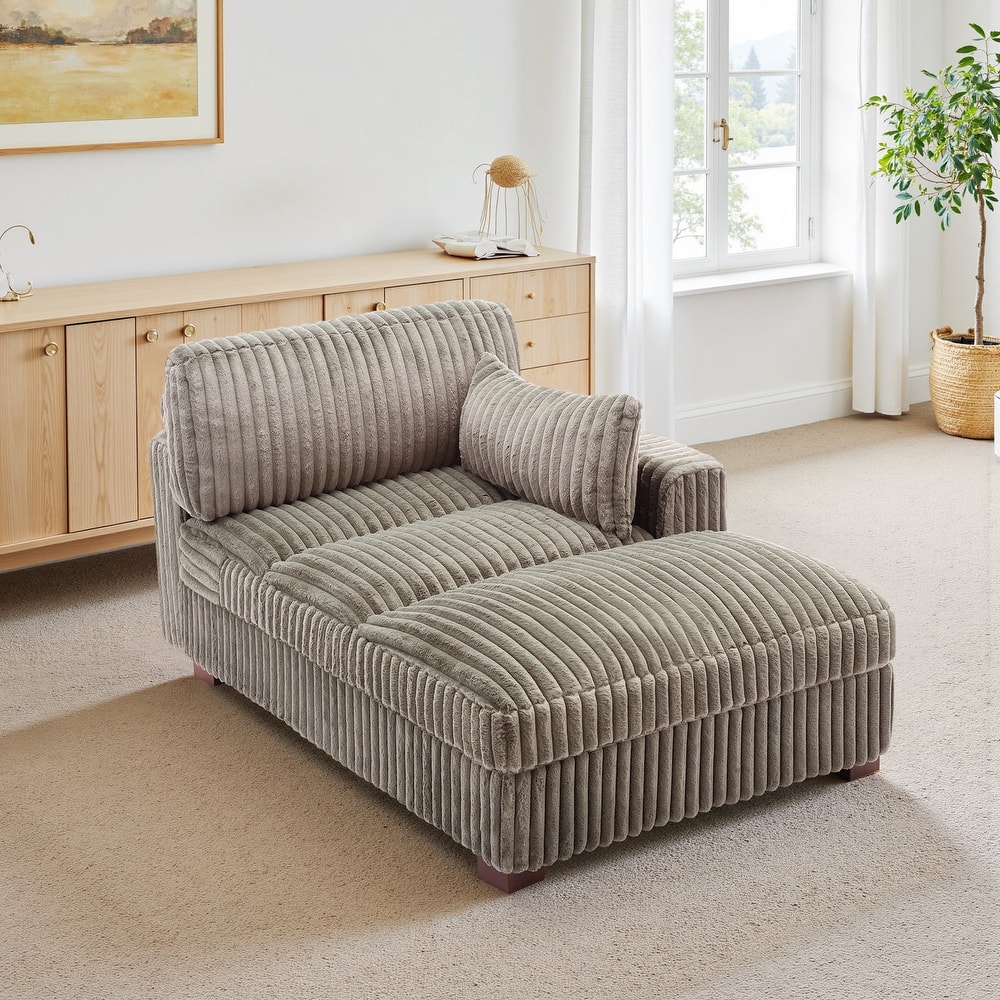 UIXE Upholstered Plush Chaise Lounge Chair For Interior