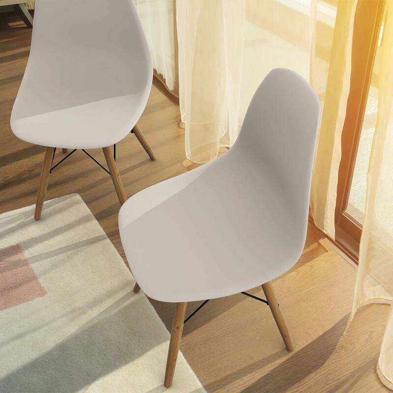 COSTWAY Set of 4 Mid Century Modern Style Dining Side Chair Wood Leg