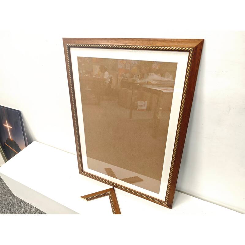 Solid Wood Picture Frame - Replaceable Canvas Art Frame with Organic Glass, Elegant Framed Wall Decor for Living Room