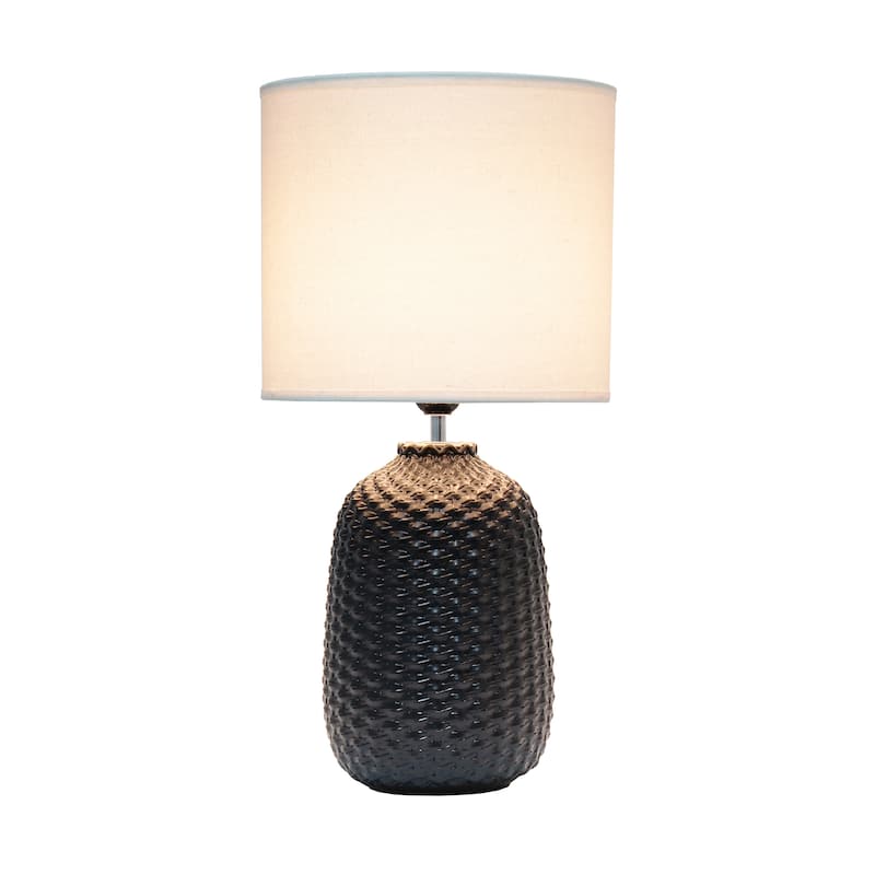 20.4" Purled Texture Lamp with White Fabric Shade