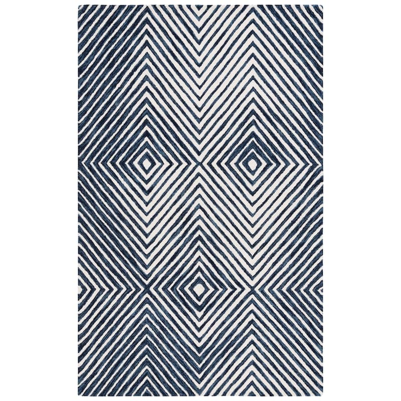 SAFAVIEH Handmade Ebony Nataliea Modern Wool Rug - 3' x 5' - Navy/Ivory