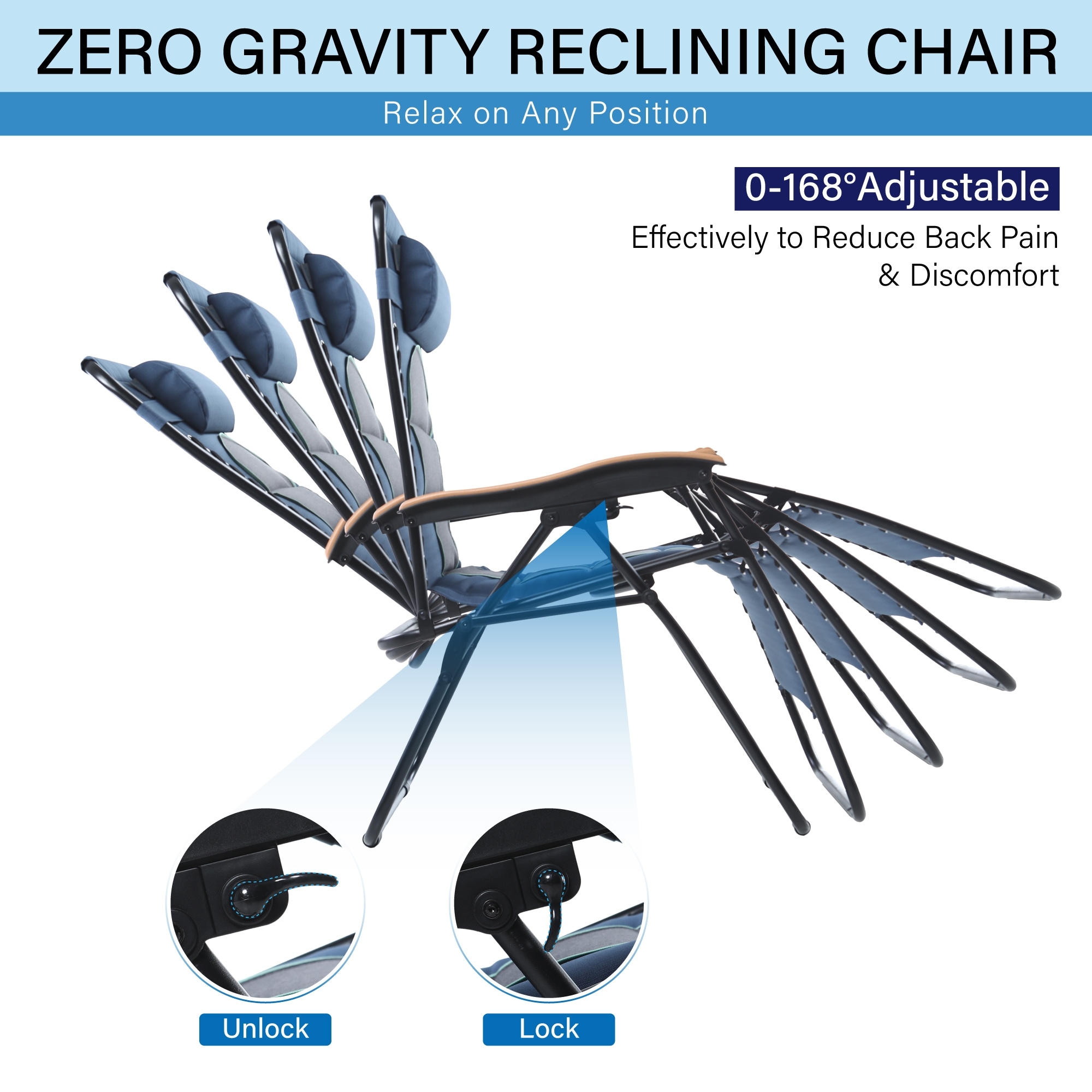 XL Zero Gravity Lounge Chair with Extra-Wide Armrests and Padded Comfort-image