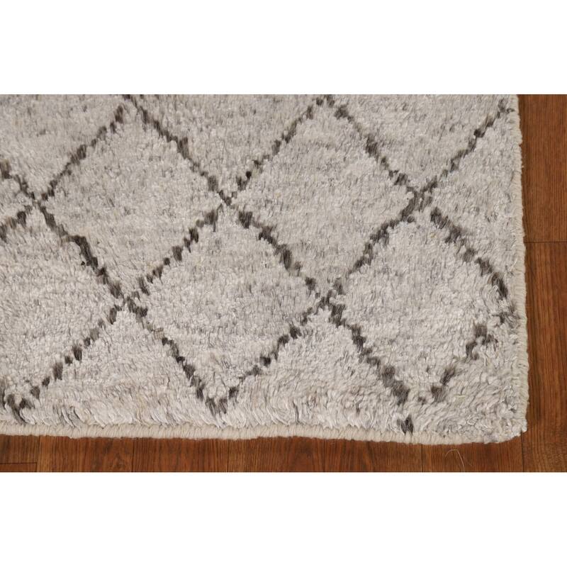 Thick Trellis Moroccan Indian Accent Rug Hand-Knotted Wool Carpet - 2'0"x 3'0"
