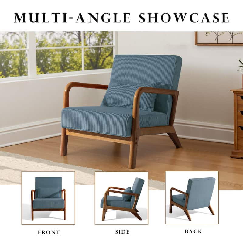 Mid-Century Upholstered Accent Chair with Wood Frame