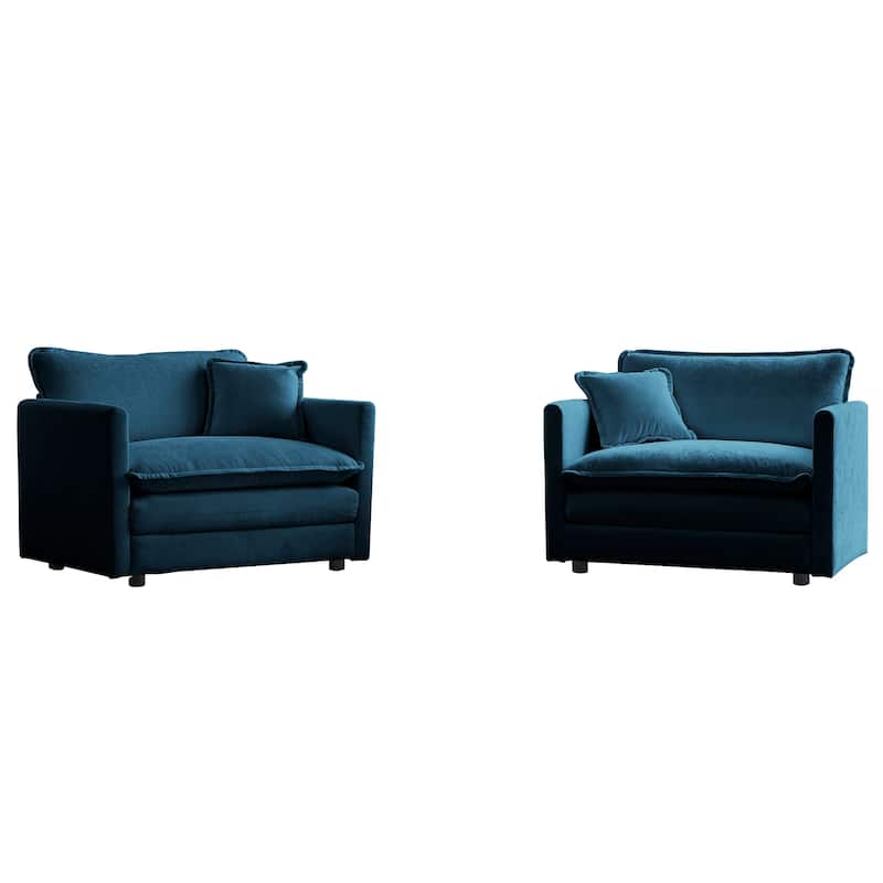 High-end Chenille Upholstered Armchairs with Toss Pillow 2PCS