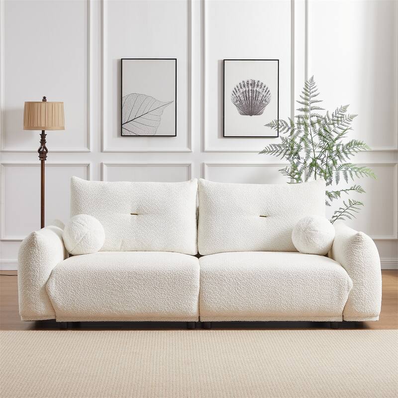 90'' Comfortable Sofa with 2 Cushions, 2 Ball Pillows