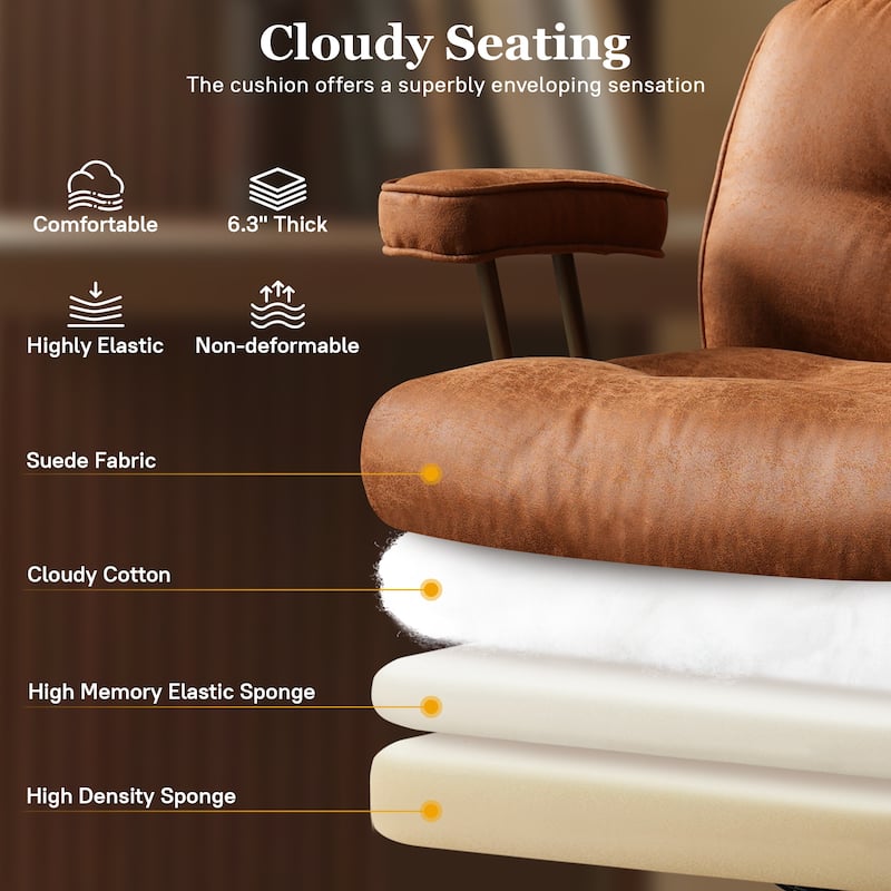 OVIOS Suede Fabric Ergonomic Lumbar Support Office Chair Desk Chair