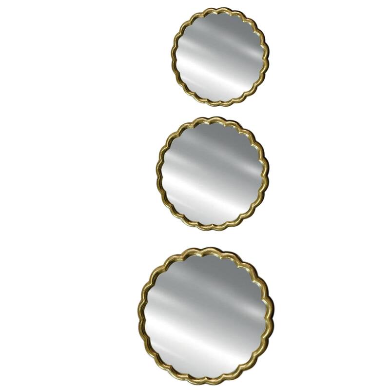 Small Curved Frame Round Wall Mirror - 19.75” - Brass Finish