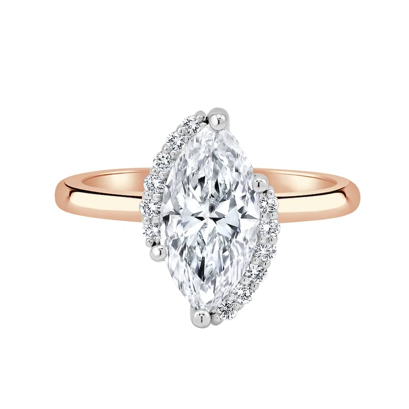 Auriya 14k Gold 5 1/6 ctw Lab grown Marquise Diamond Engagement Ring (F-G VS) - Rose - 5